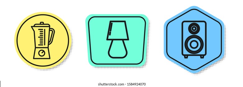 Set line Blender , Table lamp  and Stereo speaker . Colored shapes. Vector