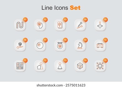 Set line Board game, Game dice, Chip for board, Bingo card, Time chess clock, Chess and  icon. Vector