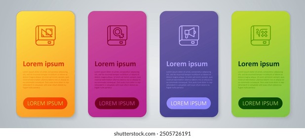 Set line Book, with mathematics, about geometry and women. Business infographic template. Vector