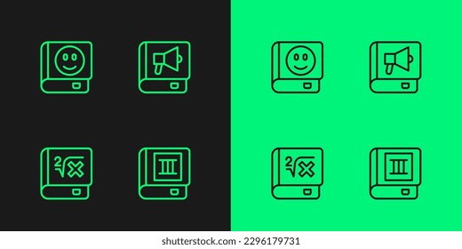 Set line Book, with mathematics,  and  icon. Vector