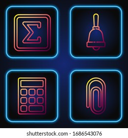 Establecer libro de líneas con matemáticas de palabra, matemáticas triangulares, figura geométrica cuadrada y hoja de prueba o examen. Iconos de color degradado. Vector