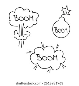 conjunto de bolhas de quadrinhos de boom de linha.