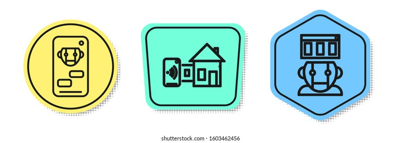 Set line Bot, Smart home and Robot. Colored shapes. Vector