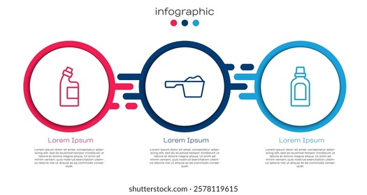 Set line Bottle for cleaning agent, Washing powder and . Business infographic template. Vector