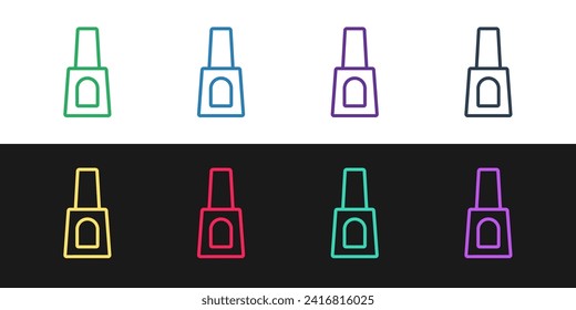 Set line Bottle of nail polish icon isolated on black and white background.  Vector