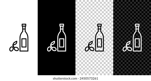 Icono de botella de aceite de oliva aislado sobre fondo blanco y negro. Jarra con icono de aceite de oliva.  Vector