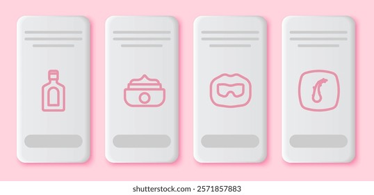 Set line Bottle of shampoo, Gel or wax for hair styling, Mustache and beard and Human follicle. White rectangle button. Vector