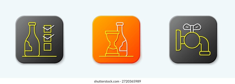 Establecer la línea de la botella de vino, y Toque para un icono de barril. Vector