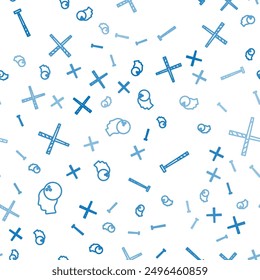 Set line Bowling ball, Billiard cue and Crossed billiard cues on seamless pattern. Vector