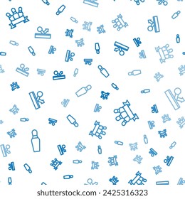 Set line Bowling pin,  and Billiard ball on seamless pattern. Vector
