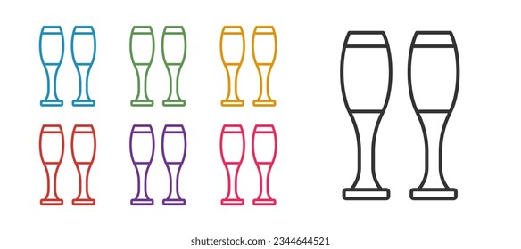 Set line Bowling pin icon isolated on white background. Juggling clubs, circus skittles. Set icons colorful. Vector