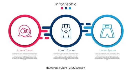 Set line Boxing glove, jersey and t-shirt and short. Business infographic template. Vector