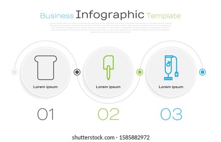 Set line Bread toast, Spatula  and Blender . Business infographic template. Vector