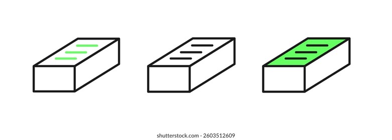 Set line Brick icon isolated on white background.  Vector