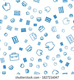 Set line Briefcase, Apple and Chalkboard on seamless pattern. Vector