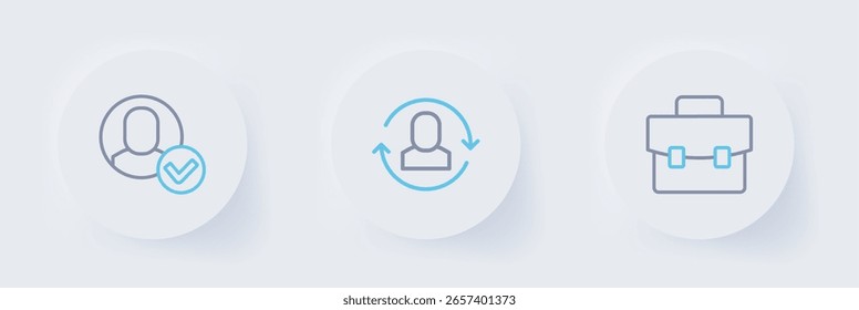 Set line Briefcase, Exchange work and Worker icon. Vector