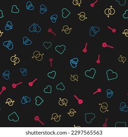 Fijar la línea Corazón roto, Corazón, Sexo y Lollipop en un patrón sin fisuras. Vector