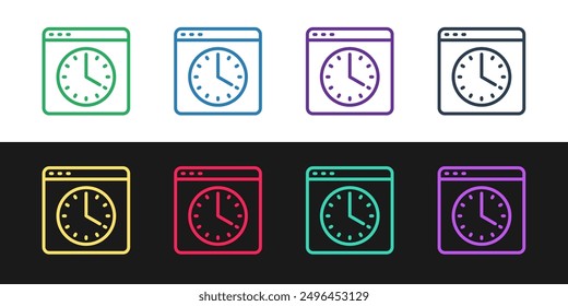 Set line Browser window icon isolated on black and white background.  Vector