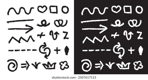 set of line brush arrow and abstract doodles element