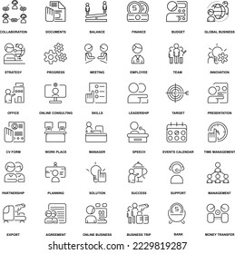 conjunto de iconos de línea de negocio conjunto vector