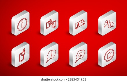 Set line Button chat notification, Chat messages mobile, Car service, Question and Exclamation, Speech bubble with angry smile, Information,  and Mobile icon. Vector