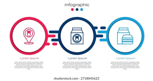 Set line Café y restaurante, Pedidos en línea y hamburguesas. Plantilla de infografía de negocios. Vector