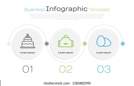 Set line Cake , Kitchen apron  and Chicken egg . Business infographic template. Vector