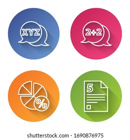 Set line Calculator, Geometric figure Cone, Equation solution and Infinity. Color circle button. Vector