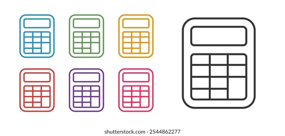 Set line Calculator icon isolated on white background. Accounting symbol. Business calculations mathematics education and finance. Set icons colorful. Vector