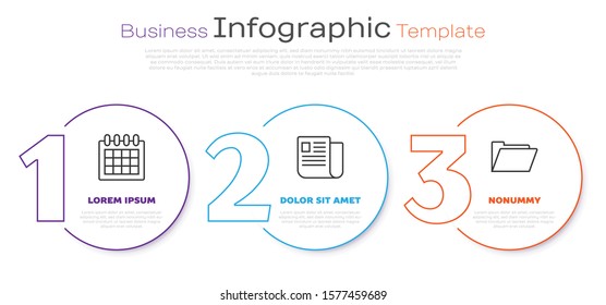 Set line Calendar, File document and Document folder. Business infographic template. Vector