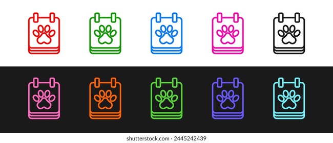 Set line Calendar grooming icon isolated on black and white background. Event reminder symbol.  Vector