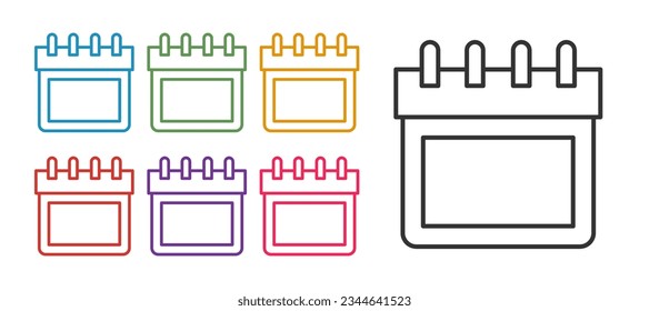 Set line Calendar icon isolated on white background. Event reminder symbol. Set icons colorful. Vector