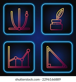 Fijar el calendario de línea, el símbolo Sigma, el timbre de llamada y el tablero de cambios. Iconos de color de degradado. Vector