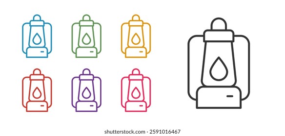 Set line Camping lantern icon isolated on white background. Set icons colorful. Vector