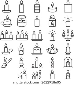 set of line candle icons
