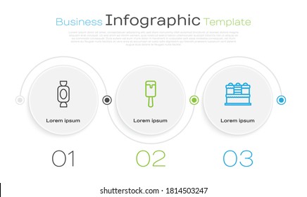 Set line Candy, Ice cream and Cake. Business infographic template. Vector