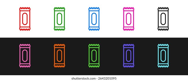 Set line Candy icon isolated on black and white background.  Vector