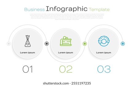 Set line Candy, Piece of cake and Donut. Business infographic template. Vector