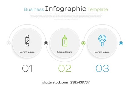 Set line Candy, Sauce bottle and Lollipop. Business infographic template. Vector
