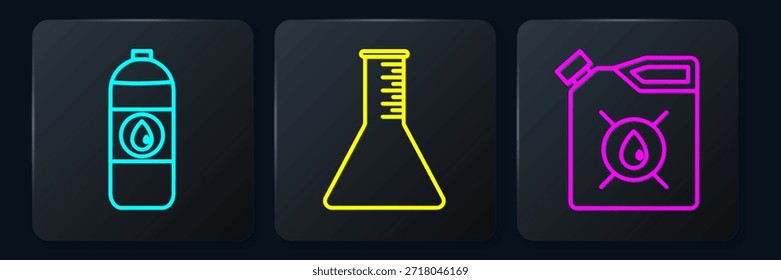 Fije el cartucho de la línea para el aceite de la máquina del motor, el cartucho para el aceite de la máquina del motor y el tubo de prueba de la gasolina del aceite. Botón cuadrado negro. Vector