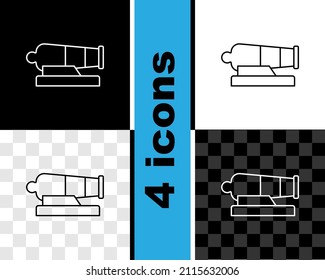 Set line Cannon icon isolated on black and white, transparent background.  Vector