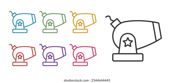 Set line Cannon icon isolated on white background. Set icons colorful. Vector
