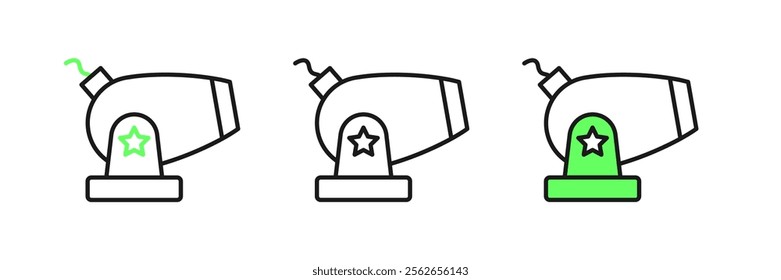 Set line Cannon icon isolated on white background.  Vector