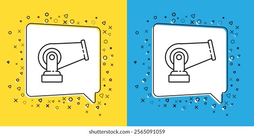 Set line Cannon icon isolated on yellow and blue background.  Vector Illustration