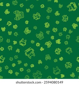 Set line Car, Bus and  on seamless pattern. Vector