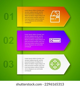 Set line Car door, Audio, Alloy wheel and chain. Business infographic template. Vector