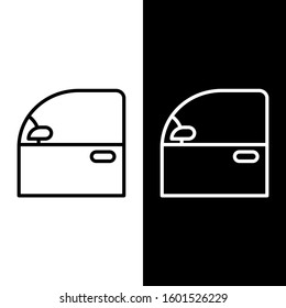 Set line Car door icon isolated on black and white background.  Vector Illustration