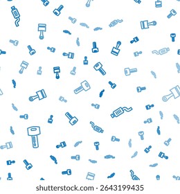 Set line Car key with remote, muffler and Engine piston on seamless pattern. Vector