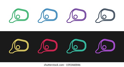 Set line Car mirror icon isolated on black and white background.  Vector Illustration