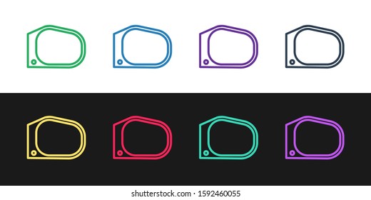 Set line Car mirror icon isolated on black and white background.  Vector Illustration